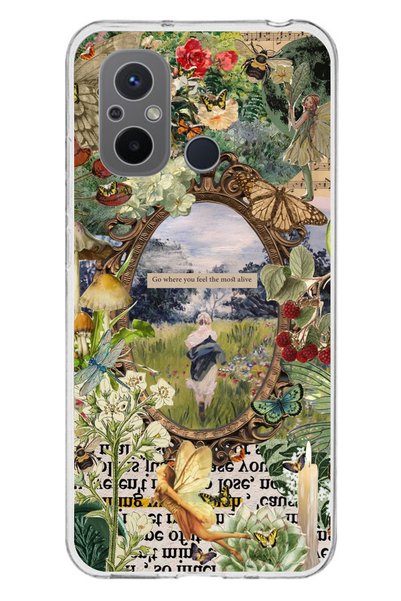 TechTree Redmi 12C Compatible Green Nature Transparent Silicone Case