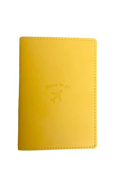 Smyrna Acar Mira Thermo Leather Passport Case Passport Holder Plain Yellow