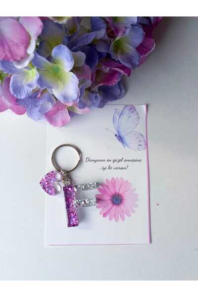 demirbasavm سلسلة مفاتيح إيبكسي مصنوعة يدويًا مخصصة لعيد الأم