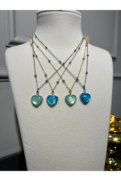 Store 4 Colorful Steel Heart Necklace