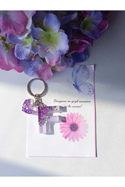 demirbasavm سلسلة مفاتيح إيبكسي مصنوعة يدويًا مخصصة لعيد الأم