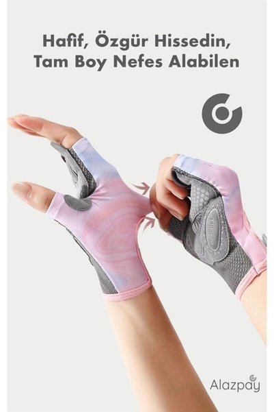 Alazpay Anti-Sweat Half Finger Fitness Yoga Pilates Cycling Palm Non-Slip Silicone Sports Gloves