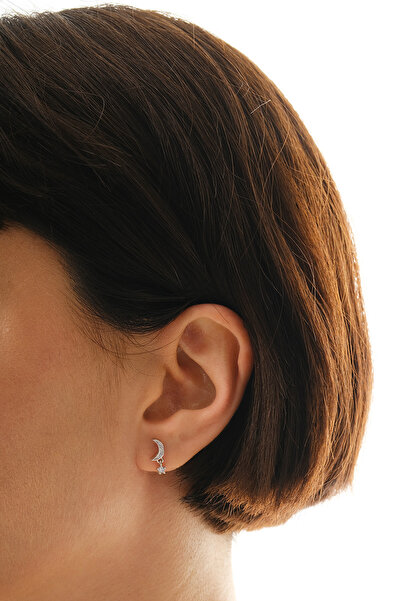 jingle bells Ay Küpe 925 Ayar Gümüş Küpe Rodyum