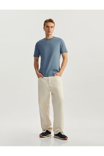 Koton Tricou cu mânecă scurtă cu imprimeu cu slogan, din bumbac, cu decolteu rotund