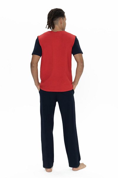U.S. Polo Assn. U.S. Polo Men's Color Block Summer Pajama Suit with Short Sleeve Crew Neck and Pockets