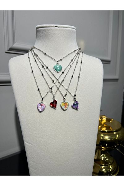 Store 5 Colorful Heart Necklaces