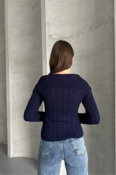 macharel jeans Teddy Bear Patterned Turn-Down Collar Zippered Knitwear Cardigan