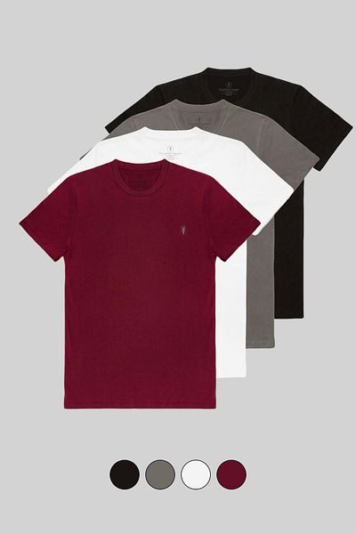 COMBİNE MİCHAİL Men's 4-Piece Basic T-Shirt