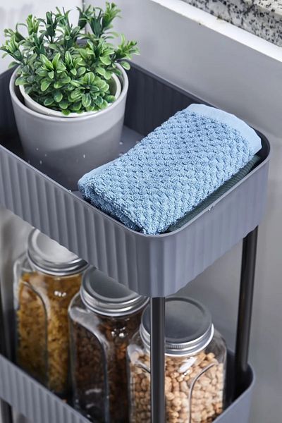 decorev 3 Tier Organizer Shelf - Bathroom and Kitchen Organizer (with Wheels) Anthracite