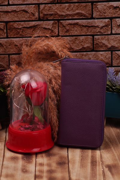 Ozka Leather Collection Plum Long Vegan Leather Portfolio Card Holder - Rose Gift