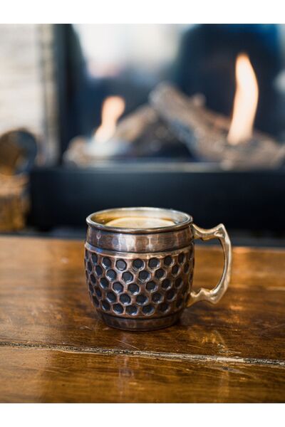 Bakır Concept Copper Mug Cup Honeycomb Model 2-Piece Oxide Color