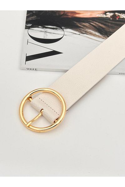 Descoin Women's Trouser Belt, Jacket Belt, Dress Belt, Shirt Belt with Round Buckle