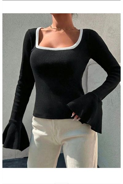 BİGÜMEX Women's Square Neck Spanish Sleeve Camisole Fabric Blouse