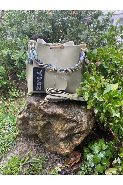skyyouaccesories Γυναικείο πράσινο μαντήλι μέντας και αξεσουάρ αλυσίδας Μαλακ...