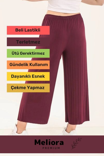 Pastimore New Trend Wide Leg Mother Women Comfortable Pleated Sendy Pants with Elastic Waist that Doesn't Show Underwear