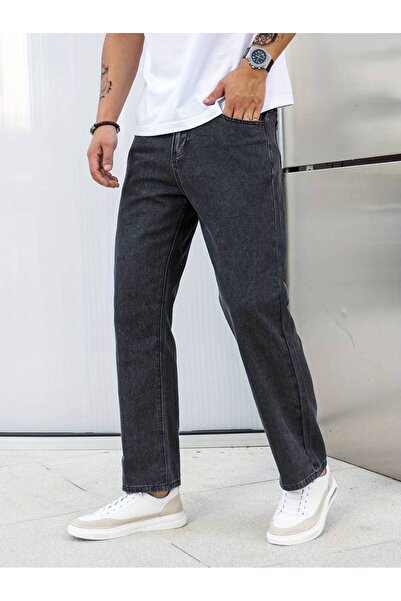 Cuqq Denim Erkek Baggy Model Antrasit Gri Kot Pantolon Denim Jean