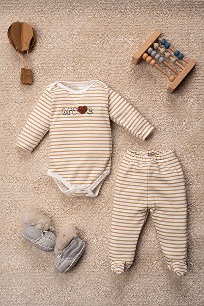 Mai Perla Geyik Desenli Alt Üst 6 Parça 3'lü Set Bebek Takımı