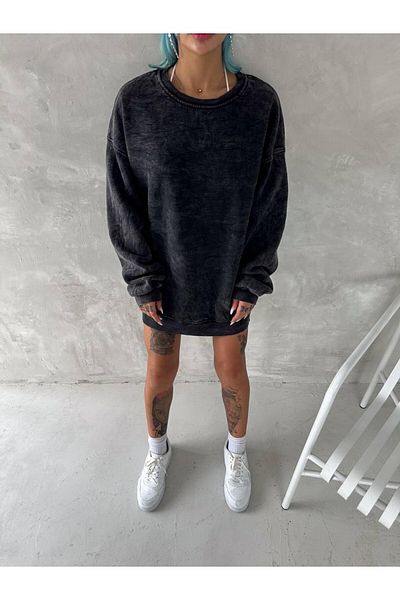 ozcelf Three Thread Ribbon Wash Detailed Unisex Sweatshirt
