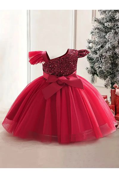 miço kids One Shoulder Sequined Girls Graduation - Evening Dress