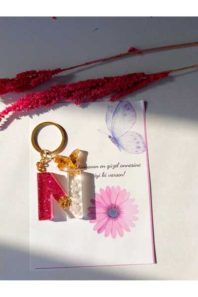 demirbasavm سلسلة مفاتيح إيبكسي مصنوعة يدويًا مخصصة لعيد الأم