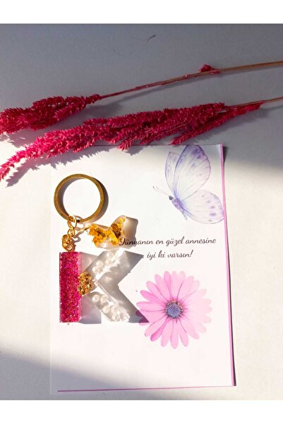 demirbasavm سلسلة مفاتيح إيبكسي مصنوعة يدويًا مخصصة لعيد الأم