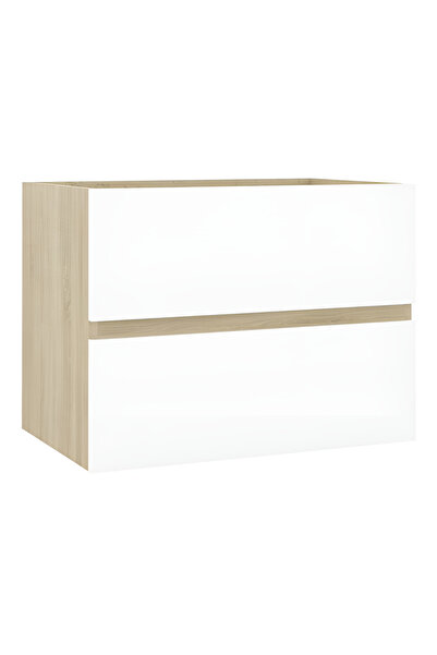 KRM HOME Suntalam alt bölümü çekmeceli lavabo dolabı(BEYAZ-MEŞE)(LAVABOSUZ)