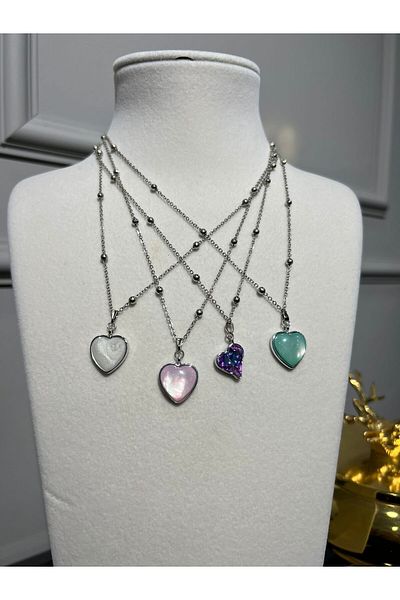 Store 4 Colorful Heart Steel Necklace