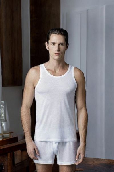 Eros Men's Boxed Cotton Double Undershirt I4204-01Wv15E