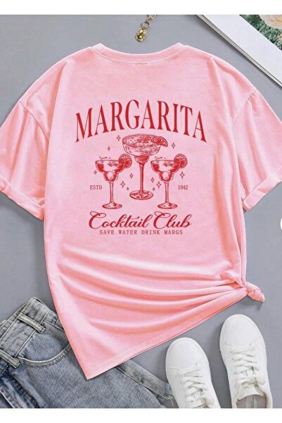 TRENDPUNKY تي شيرت أبيض مطبوع عليه مارغاريتا