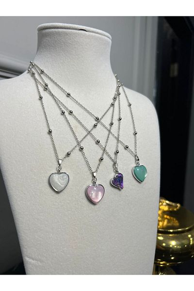 Store 4 Colorful Heart Steel Necklace