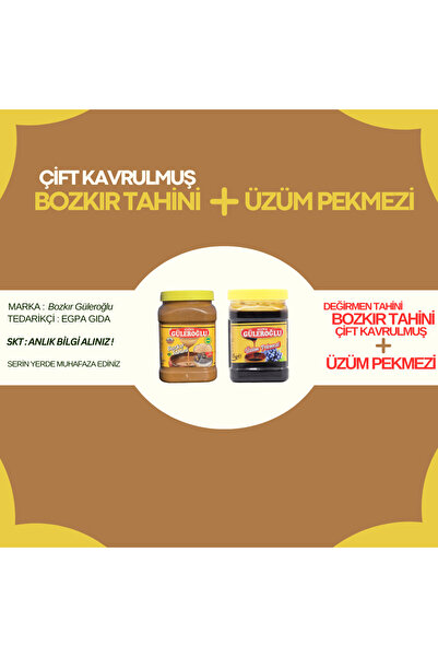 Güleroğlu Tahin Pekmez Set Çifte Kavrulmuş Tahin 800 G Ve Üzüm Pekmezi 950 G