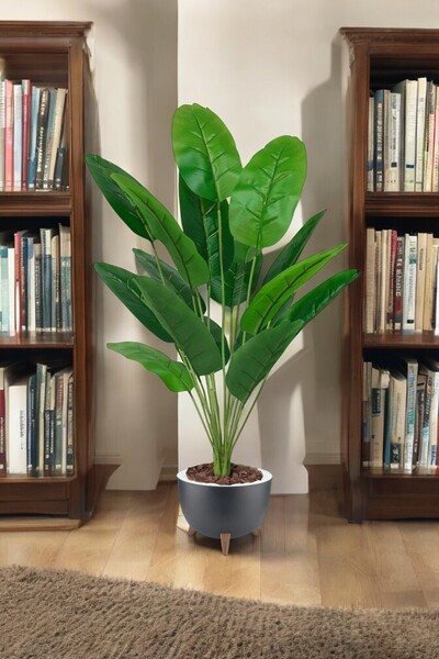 SY Vista Yapay Starliçe - Starliçe 90 cm - Siyah / Bej Ayaklı Saksı