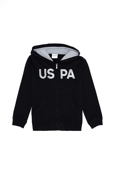 U.S. Polo Assn. Hanorac negru de bază cu glugă pentru copii