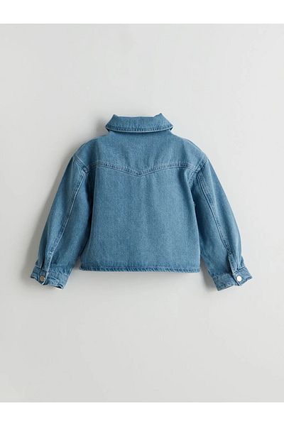 LC Waikiki Jachetă de blugi indigo pentru fete LCW Kids - T T cu broderie cu stele