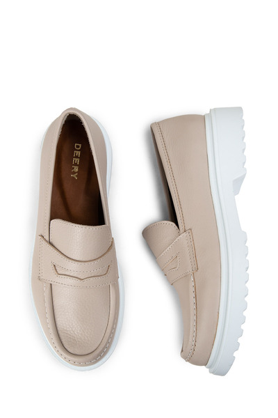 Deery Бежеві жіночі мокасини з натуральної шкіри