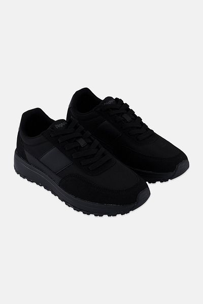 Algspar Men Brand Logo Lace Up Outdoor Shoes, Black