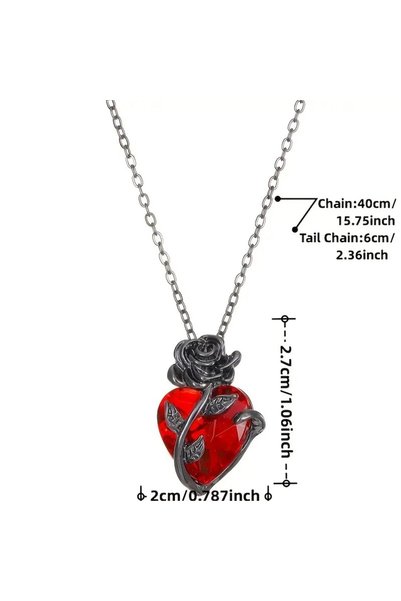 GlassySKY Romantic Rose Heart Necklace - Gift for Spouse, Lover, Mother, Friend, Anniversary, Birthday, Valentine's Day