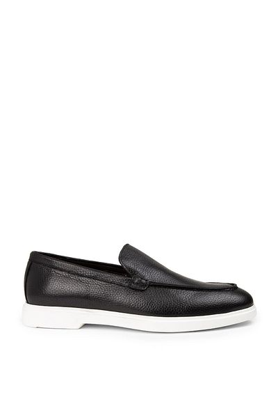 Deery Men's Genuine Leather Black Loafer Shoes