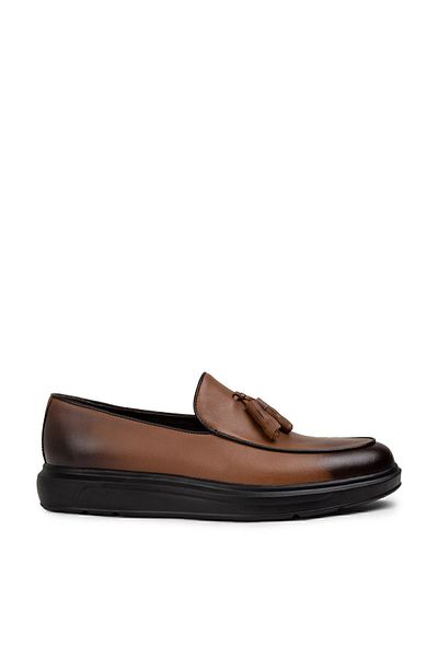 Deery Genuine Leather Tan Comfort Tasseled Men's Loafer