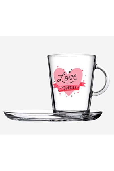 Paşabahçe Kalp Desenli Tabaklı Kahve Kupası