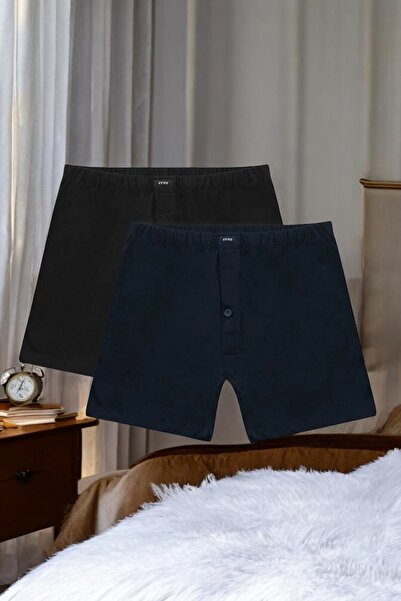 Eros Чоловічі 100% бавовняні чорно-сині шорти-боксери, 2 шт. F12.TG12WV25e