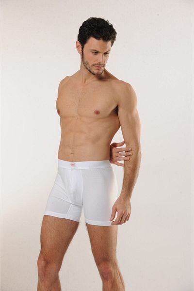 Hmd Ανδρικό σλιπ μπόξερ 300 Cotton Lycra - Λευκό