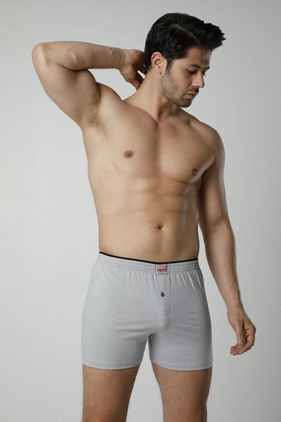 Hmd 305 6-Piece Gray Men's Boxer Briefs - Lycra and Button Detail