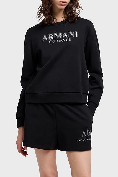 Armani Exchange شعار محشش 100% قطن مقاس عادي عرق XW 000159   AF11851 UC001