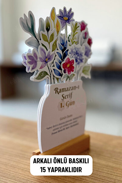 Eldesen Tasarım Ramazan Takvimi, Günün Hadis-i Şerifi, 15 Yapraklı Arkalı Önlü Tasarım, Ahşap Tutuculu