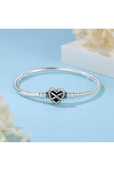Lovecharm Gümüş Klipsli Sonsuzluk Zirkon Taşlı Zincir Bileklik