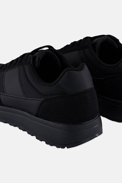Algspar Men Brand Logo Lace Up Outdoor Shoes, Black