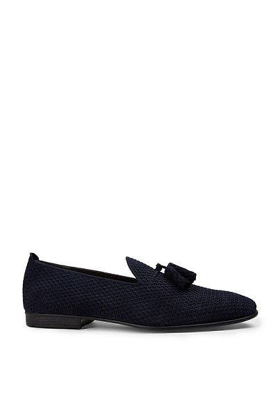 Deery Γνήσιο ανδρικό loafer Nubuck Navy Blue Tassel