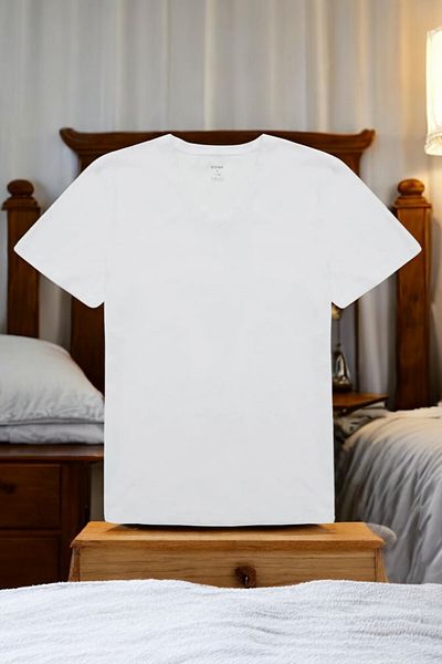 Eros Ανδρικό Σετ 2 Βαμβακερά T-Shirts με λαιμόκοψη V - Κοντό μανίκι 100% βαμβάκι k60.TG12WV25e