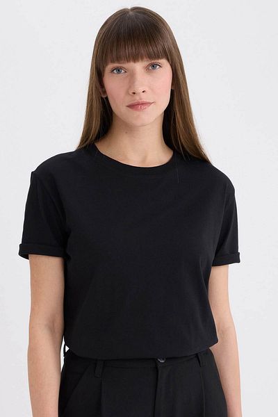 DeFacto Regular Fit Tričko s krátkým rukávem Crew Neck Basic Hladká česaná bavlna W9584Az25Sp